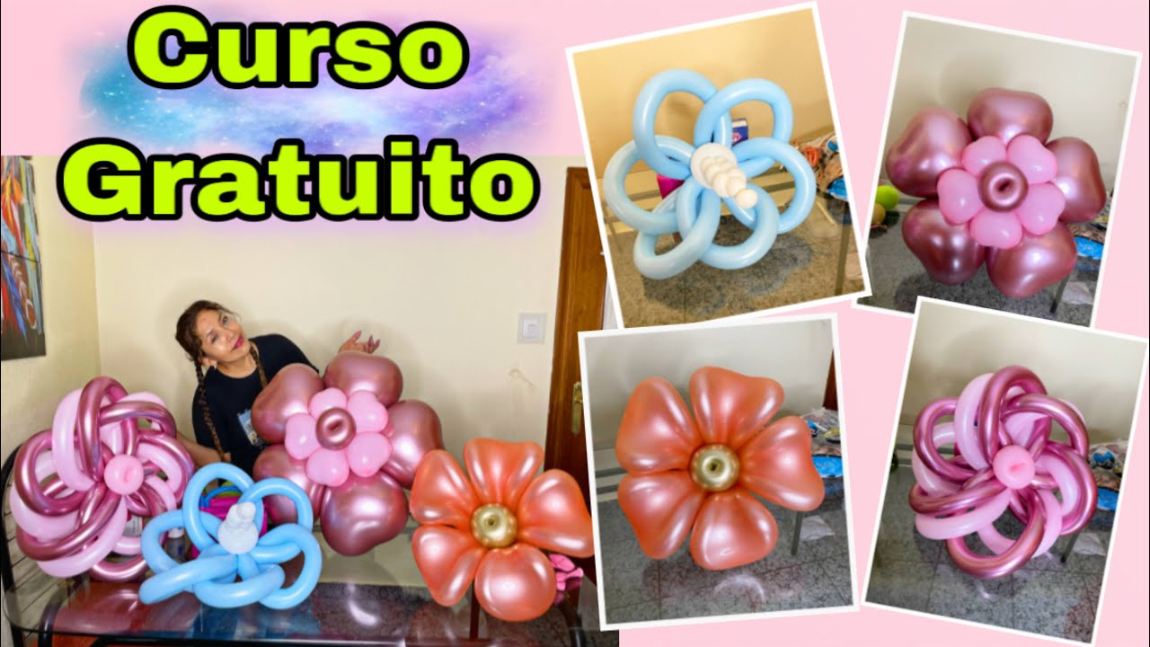 Curso de globos de Flores online -¿Cómo hacer flores de globos?Curso Gratuito-Decoración de fiestas🌸