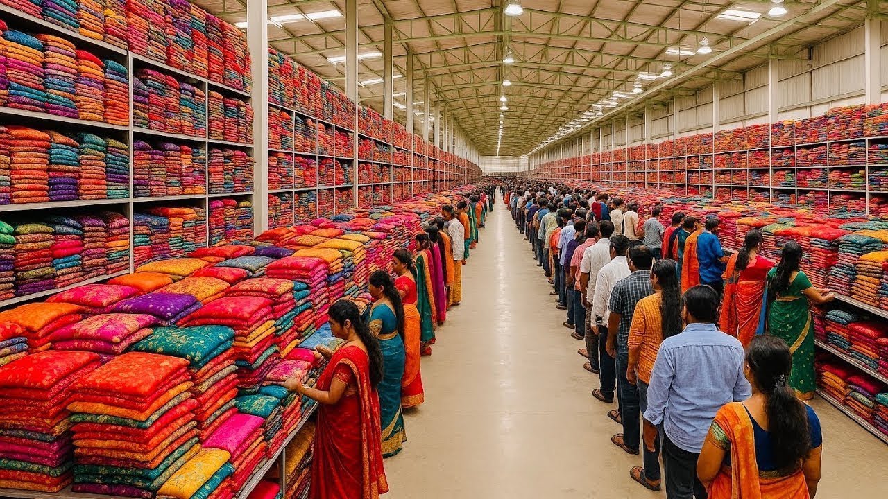 सूरत शहर के No:-1 सारी मैन्युफ़ैक्चरर । Saree Wholesale Market in Surat । ‪ MAHKALI DESINGER SAREE