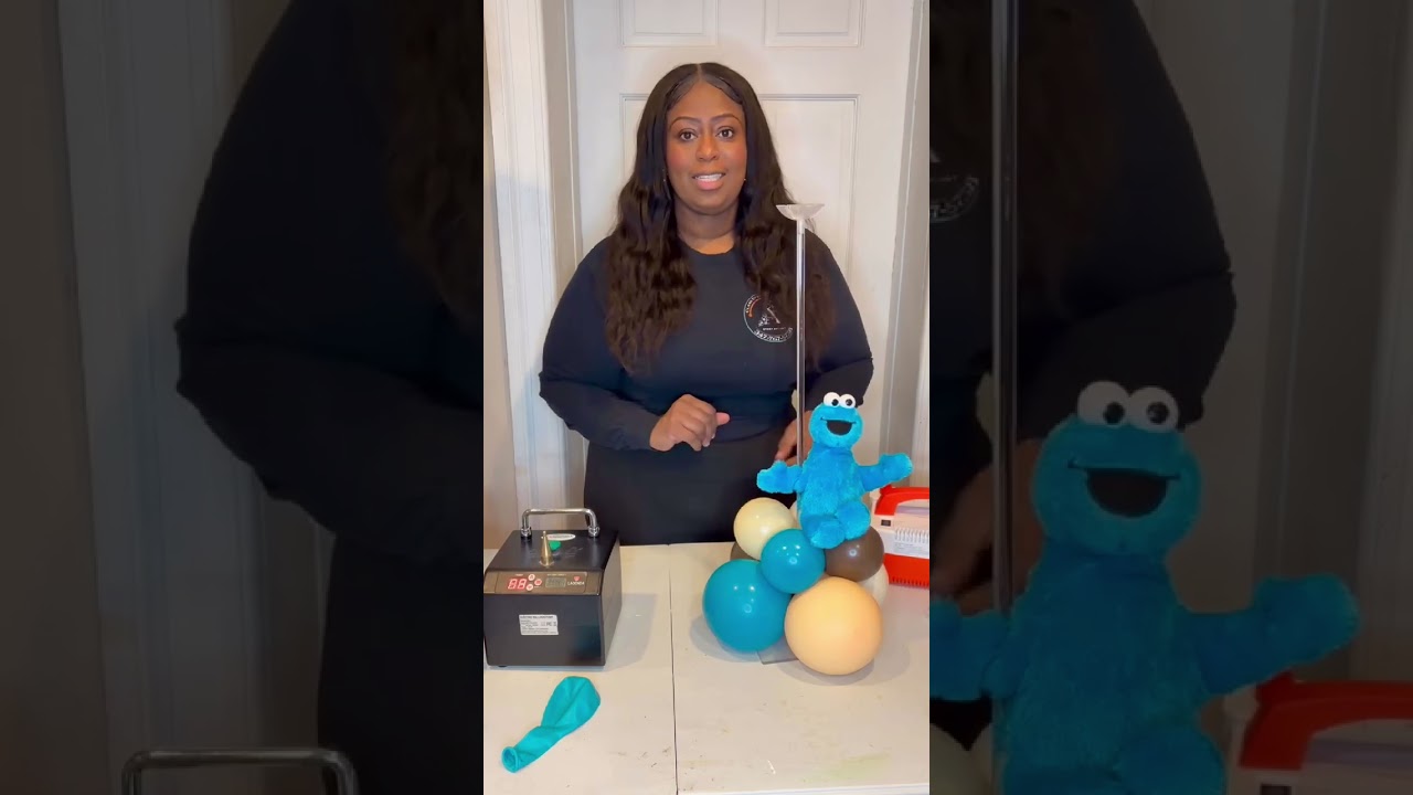Create A (Cookie Monster Themed) Balloon Centerpiece. All Products Used Listed Below. 