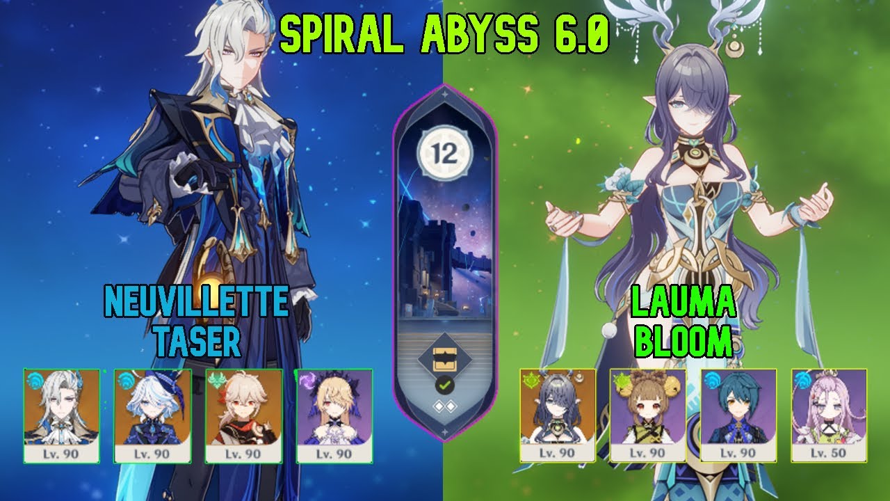 Neuvillette Taser & Lauma Bloom | New Spiral Abyss 6.0 Floor 12 | Genshin Impact 6.0