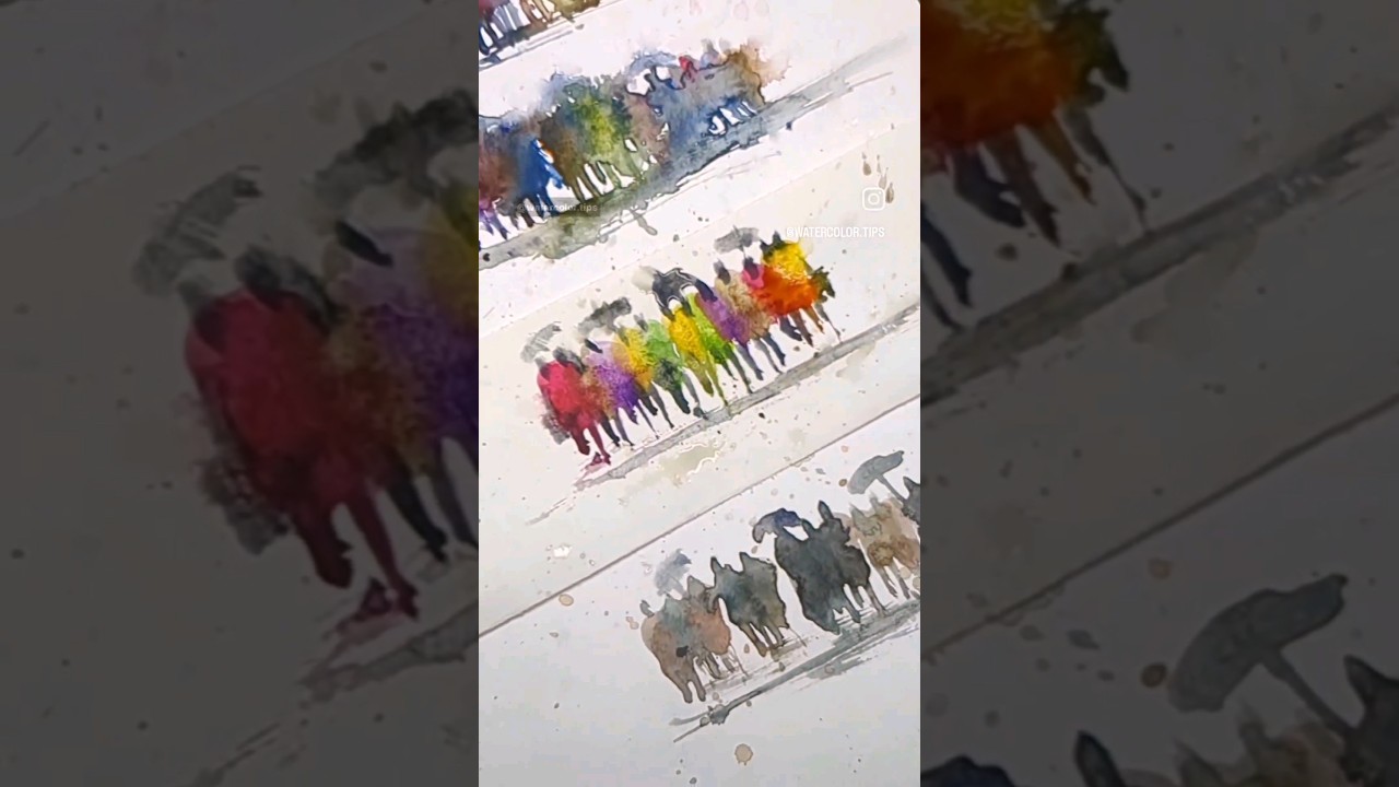 Watercolor crowd painting using fingertips | Watercolor Tips | Watercolour human figures #watercolor