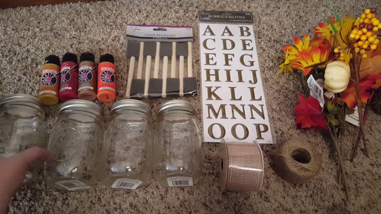 Fall Mason jar DIY project:  Supplies needed