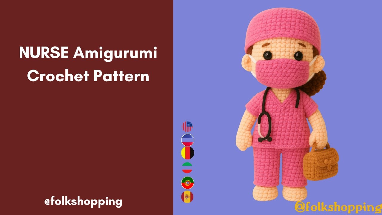 Nurse Amigurumi Crochet Pattern &ndash; DIY Medical Doll Keychain, Healthcare Gift,