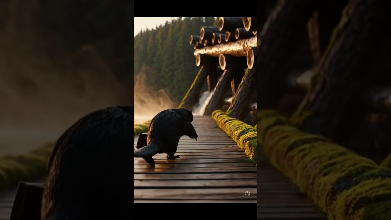 AI-Powered Beaver CEO Struts to Work at the Dam! 🦫💼 #shorts #youtubeshorts #virashorts