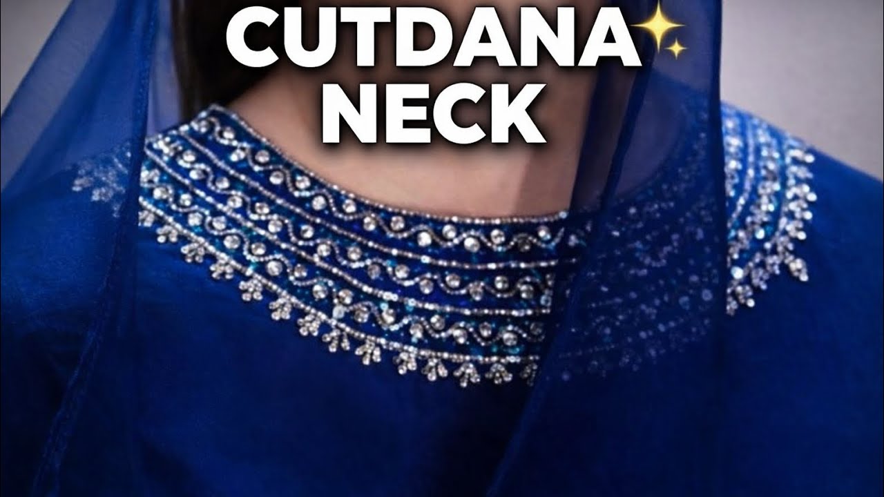 🔥Royal Blue Cutdana Neck Design 😍| Hand Embroidery for Bridal Suits