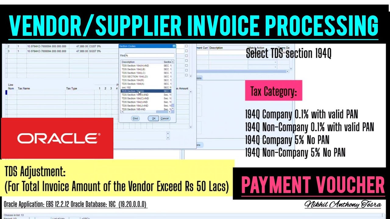 Vendor/Supplier Invoice Processing in ORACLE
