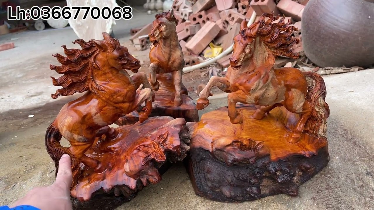 Mỹ nghệ nu nghiến | giới thiệu đàn Ngựa gỗ nu nghiến mới đục xong 