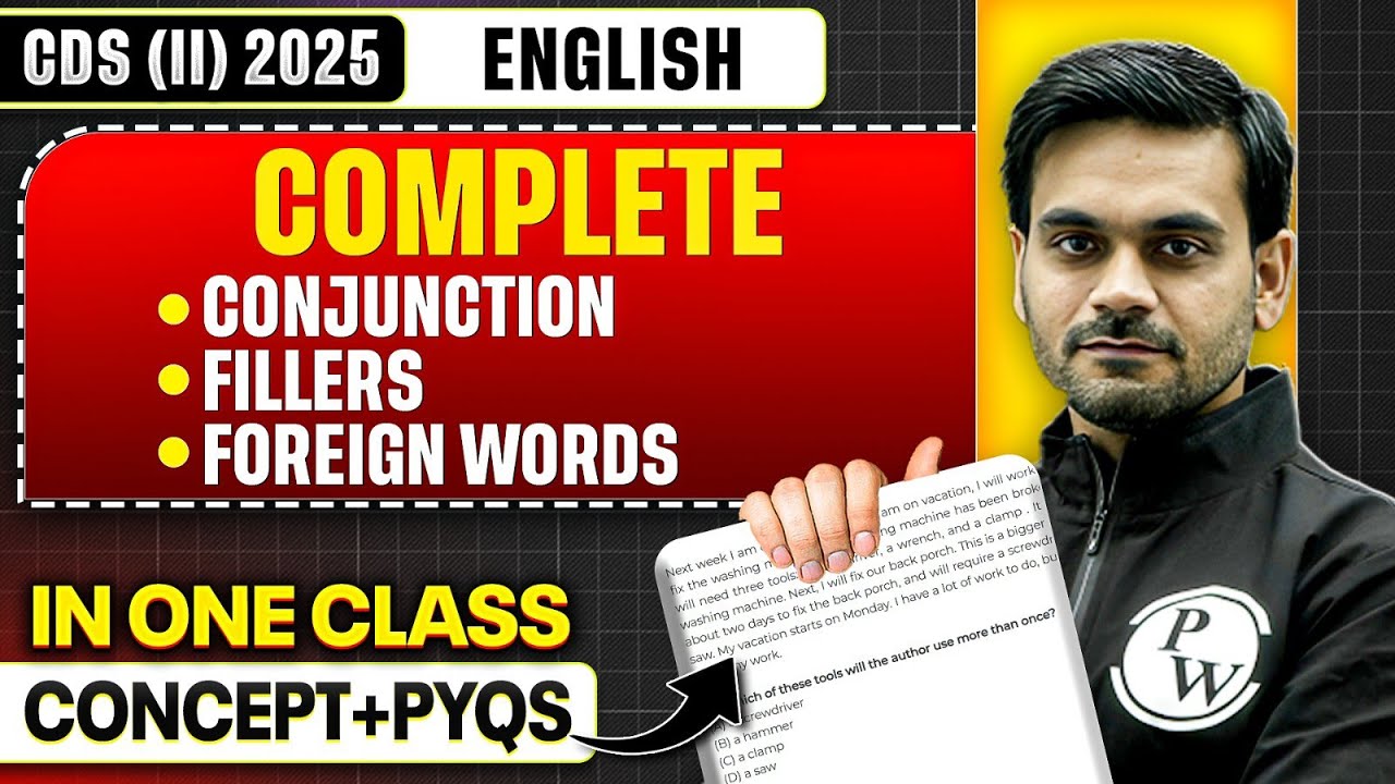 CDS English: Conjunctions, Fillers, Replacement of Words & Foreign Words | English for CDS Exam