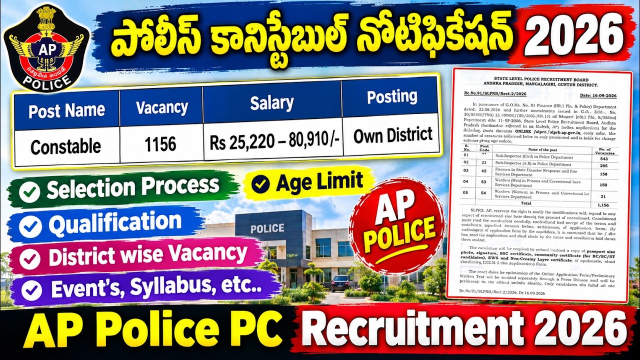 AP Police Constable Notification Selection Process 2026 || AP Police Constable Notification 2026