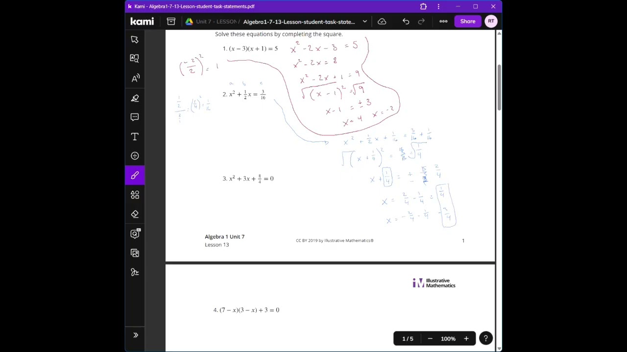 Algebra 1 - UNIT 7.13