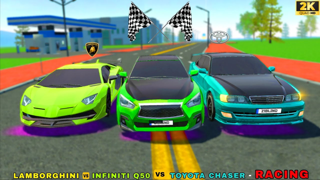 Lamborghini Vs Infiniti Q50 Vs Toyota Chaser Car Racing &Top Speed Test | Car Simulator 2 New Update