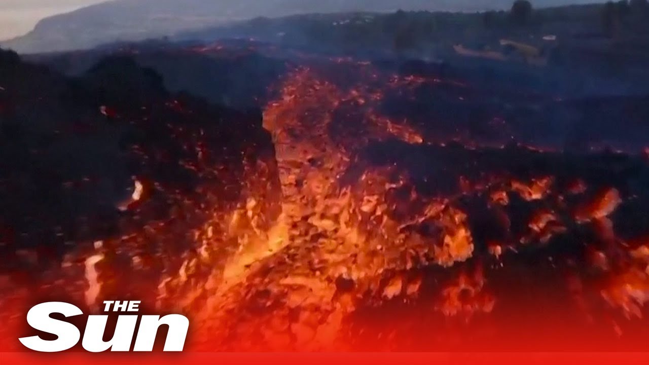 Epic drone footage of the eye of La Palma's raging volcano