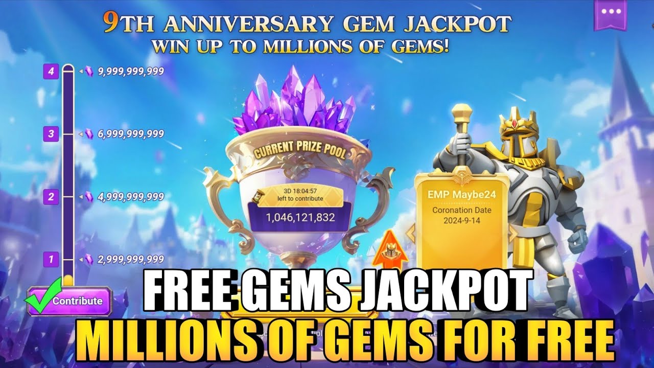 Lords mobile - Free GEMS JACKPOT - For Everyone| Get Free Gems From 9th Anniversary Gems Jackpot