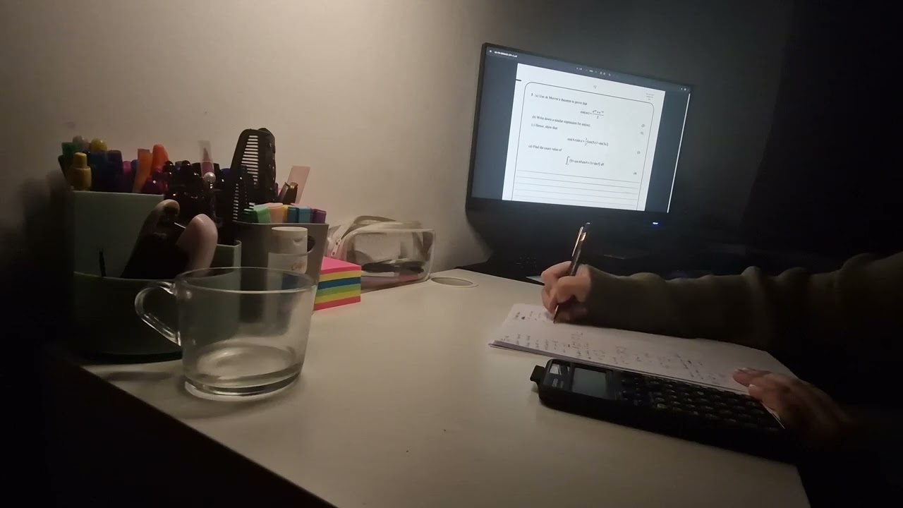 STUDY WITH ME 1hr | Background noise, no music, real time | A-level further maths at night ♡