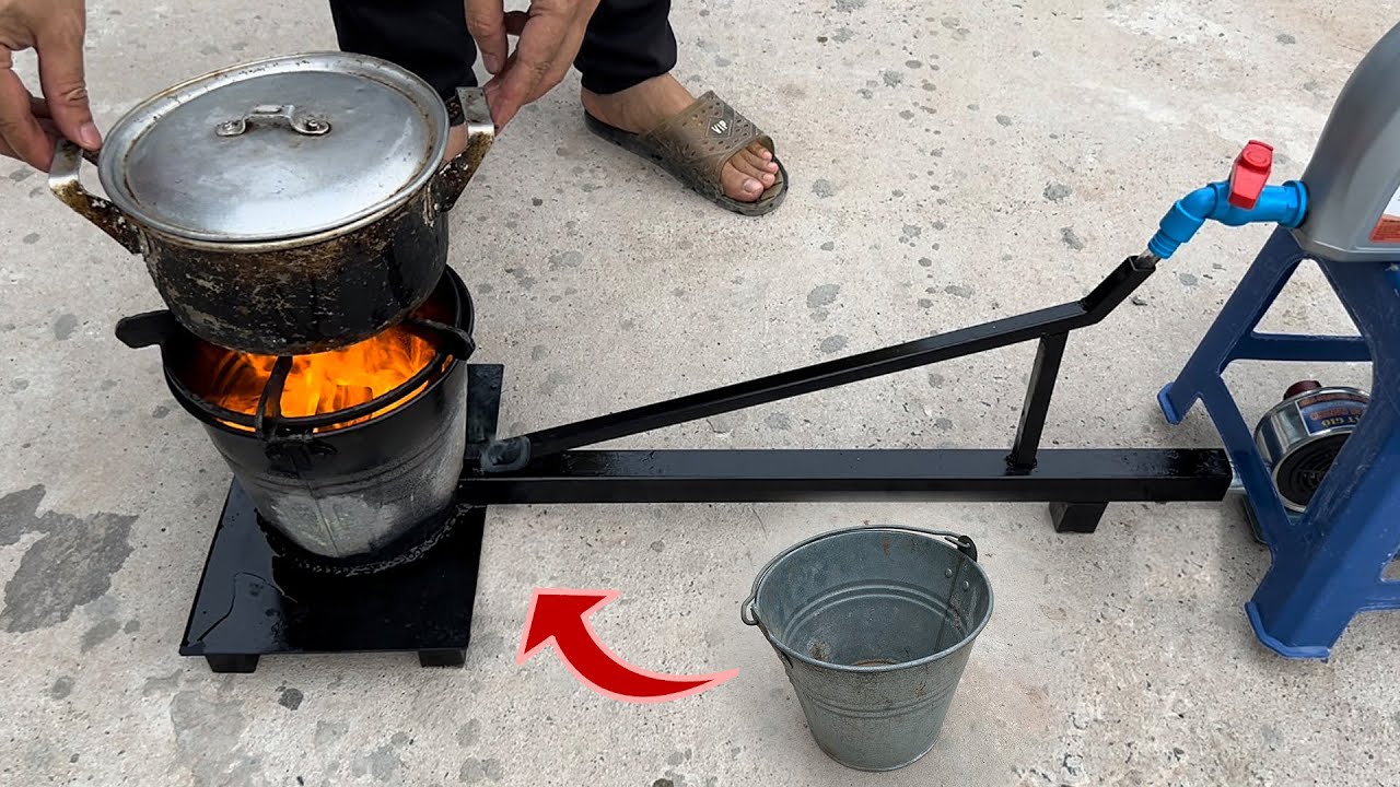 DIY cooking stove burning waste oil, used cooking oil - simple and effective
