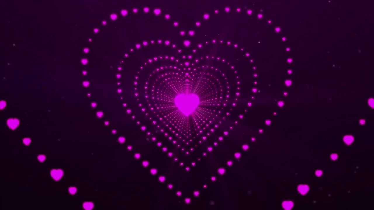 Neon Lights Love Heart Tunnel Lights Hearts and Romantic Abstract Glow Particles