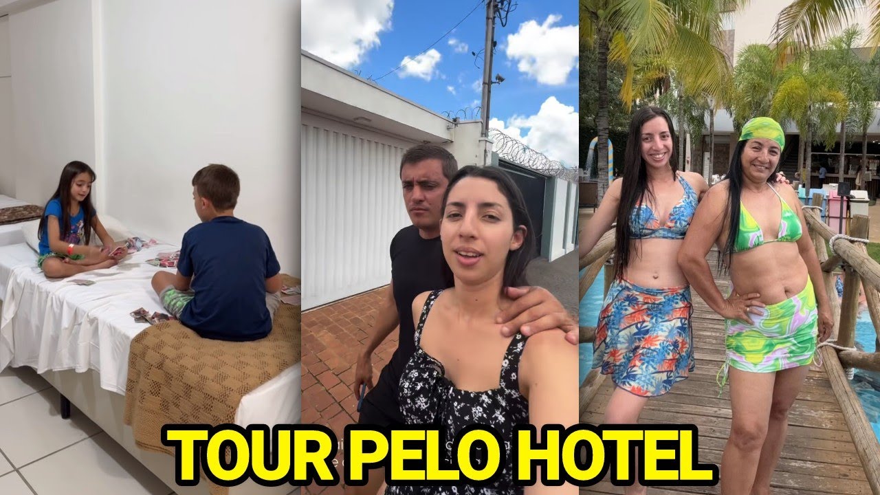 SARA KELLEN FAZ TOUR PELO HOTEL E CURTE A PISCINA COM AS CRIANÇAS
