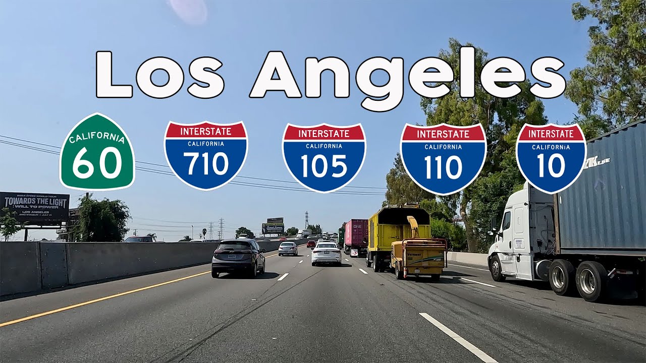 Exploring LA's Freeways: A Drive Along Interstate 710, 105, 110, 10, SR60 | California Driving Tour