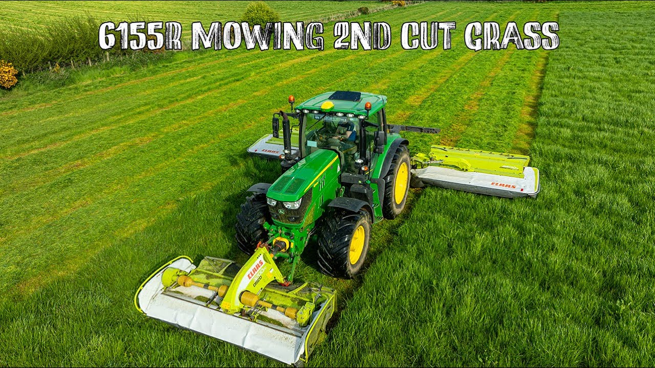 John Deere 6155R | Mowing with the John Deere Green Star