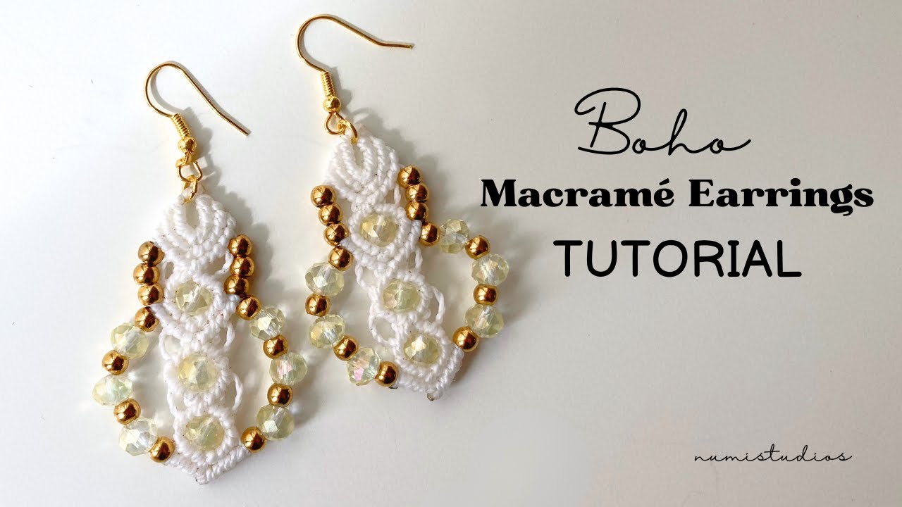 DIY Boho Macrame Earrings with Beads | Handmade Earrings Tutorial