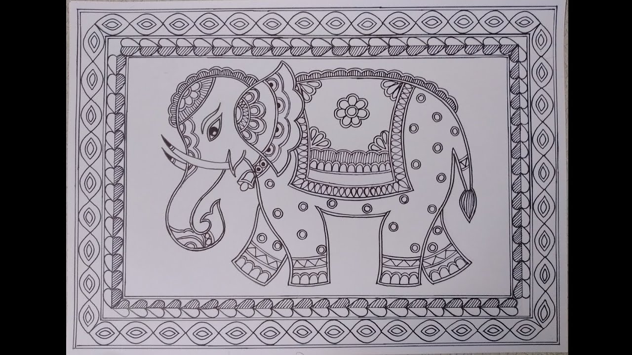 Madhubani Painting (part -1)/Elephant 🐘 Madhubani Painting Step By Step/ Mithila Painting/ Folk Art