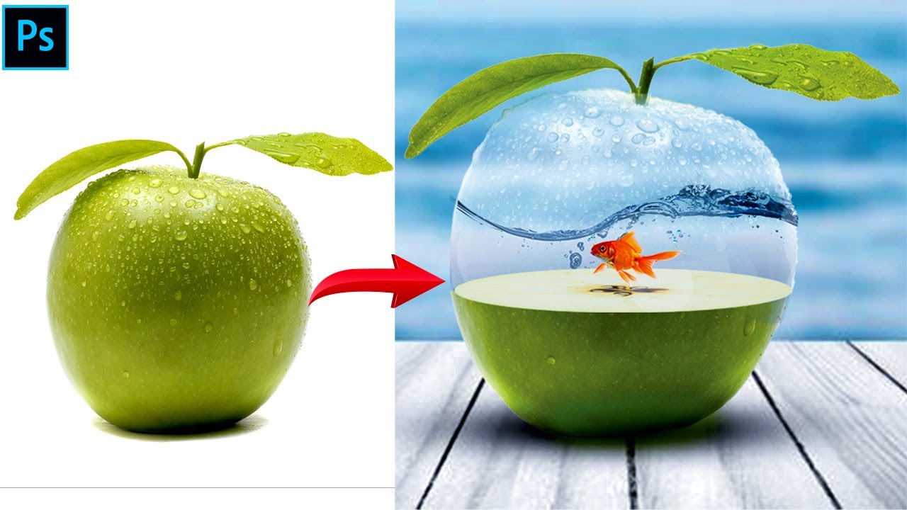 Apple And Fish Manipulation in Photoshop | Transparent Effect#viral