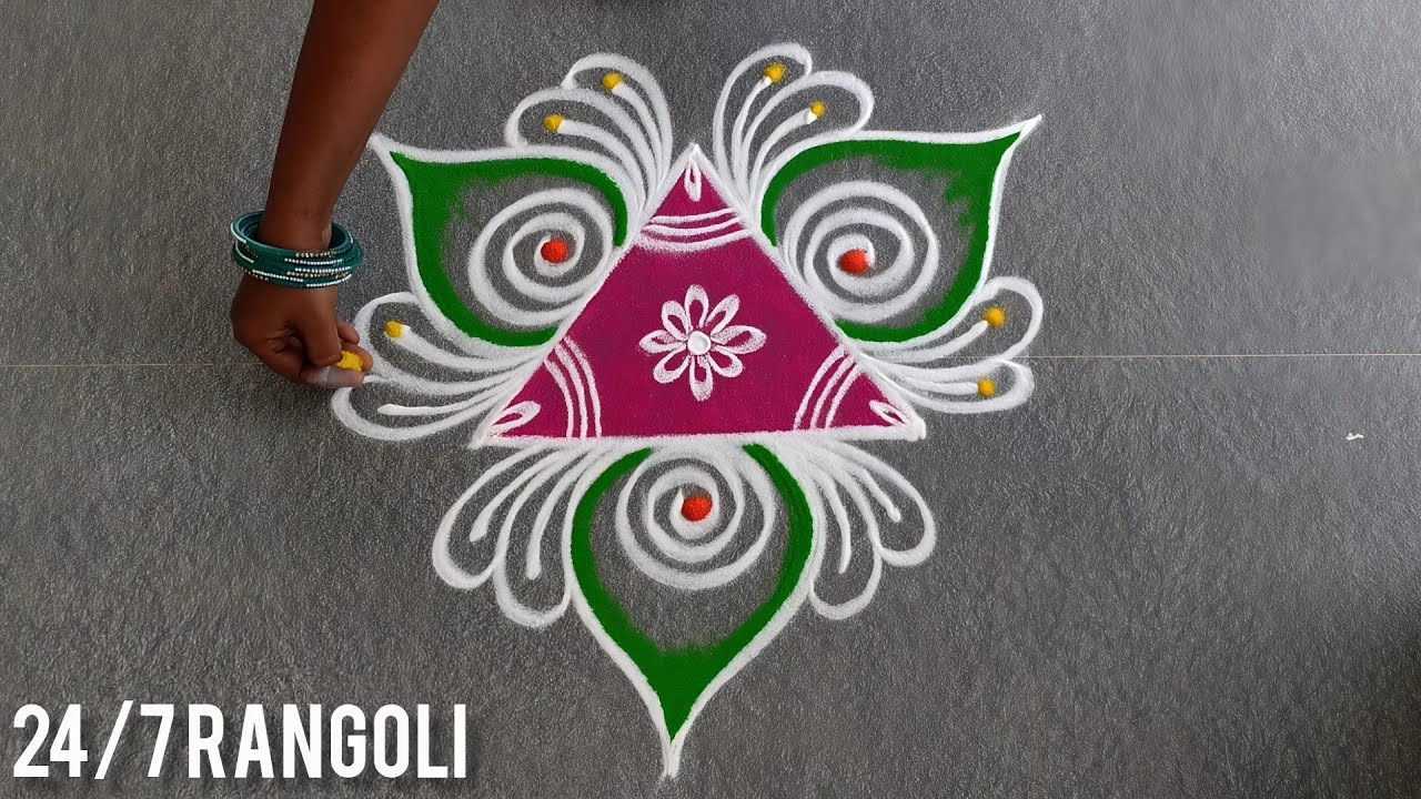2 Amazing Beginners Rangoli Designs 🌺 24/7 Rangoli 🌿 Easy Daily Kolam 🌺 Simple Muggulu🌺 Friday kolam