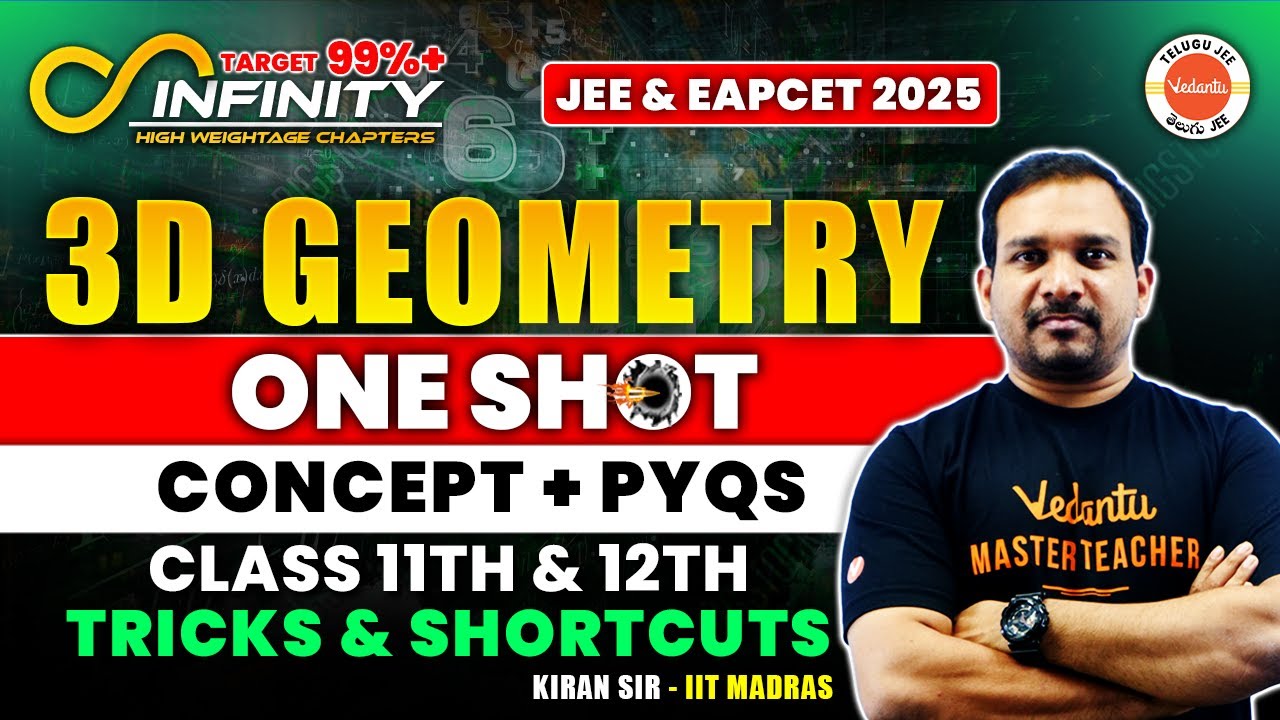 3D Geometry - One Shot |Concept + PYQs | 11th & 12th | JEE & EAPCET 2025 Maths | AP & TS | Kiran Sir