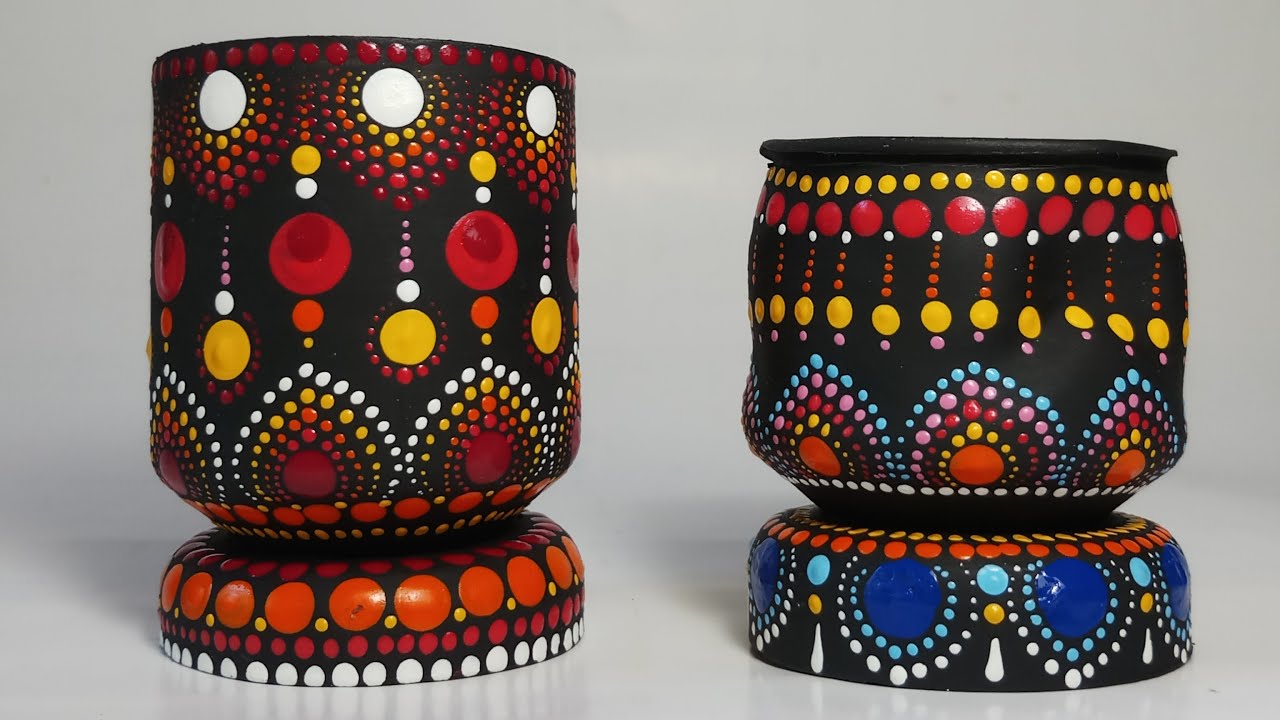 How to make flower pot from plastic bottle. Mandala dot painting/DIY