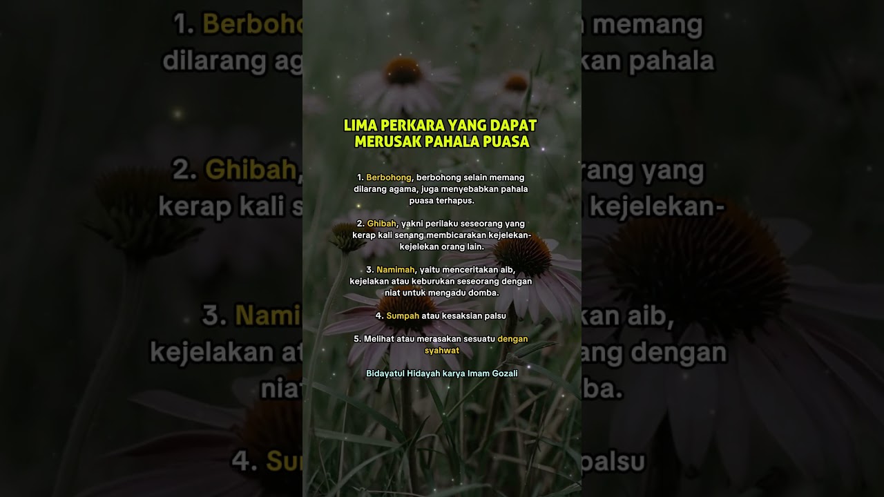 lima perkara yg merusak pahala puasa #quotes #reminder #islamicreminder  #reminderislam #puasa #fyp