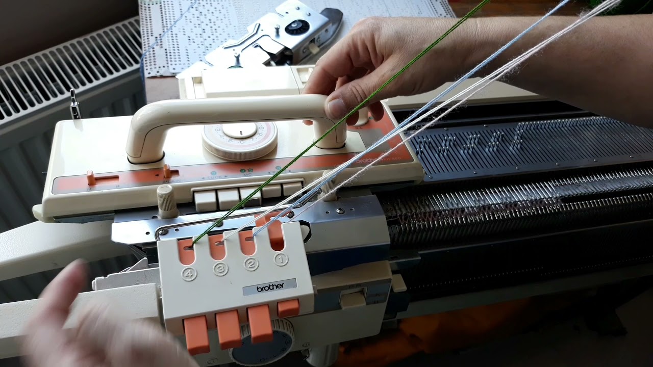 Brother El Örgü Triko Makinesinde 4 Renk Aparatı  Kullanma ve Arka Atlamasiz Kart Örme  Çalışması