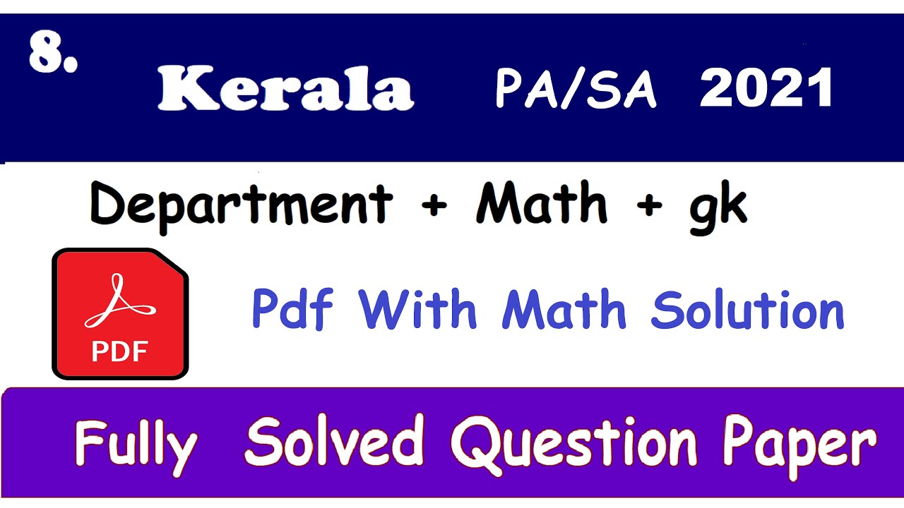 8. Kerala Circle 2021 PA/SA Solved Question Paper || In Both Hindi & English | #gdstopa #gdstopa #pa