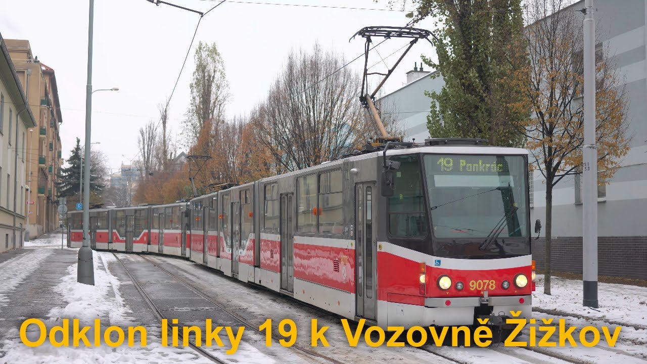 Odklon linky 19 k Vozovně Žižkov kvůli výluce Krejcárku, 9.12.2023 | 8K HDR