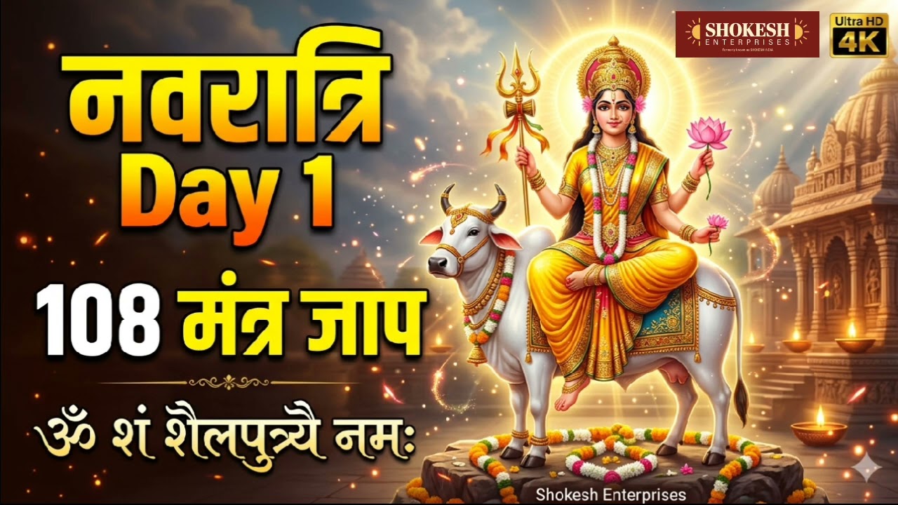 Navratri Day 1 🙏 Maa Shailputri Mantra | 108 Jaap | ॐ शं शैलपुत्र्यै नमः | Powerful Navratri Jap