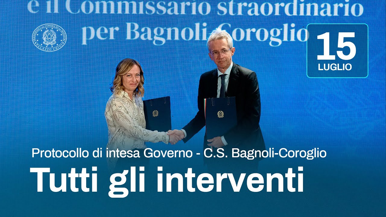 Firma del protocollo di intesa tra il Governo e il Commissario straordinario per Bagnoli-Coroglio