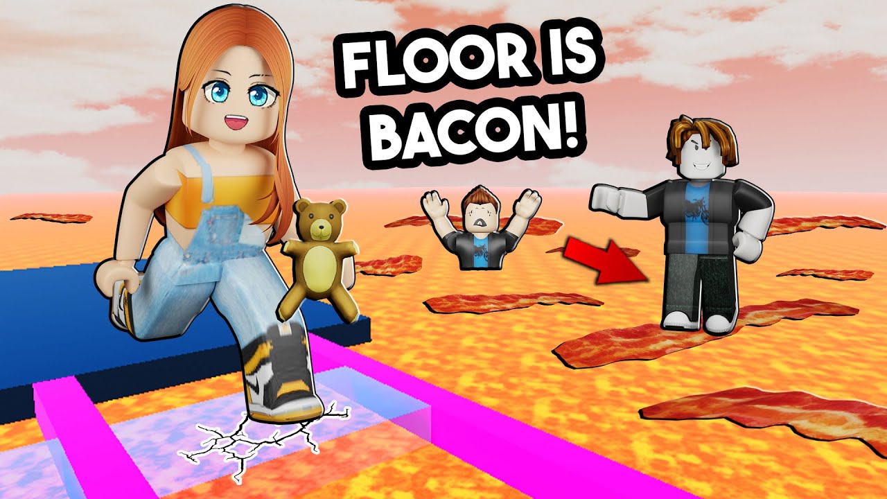 SINAKOP NI BACON ANG THE FLOOR IS LAVA | ROBLOX FLOOR IS LAVA BACON
