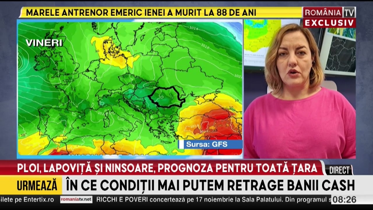 Prognoza meteo. Ninge la noapte pe crestele montane!