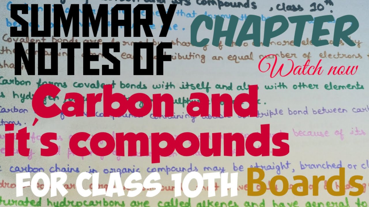 Summary notes for class 10th chapter Carbon and its compounds#boardexams#science