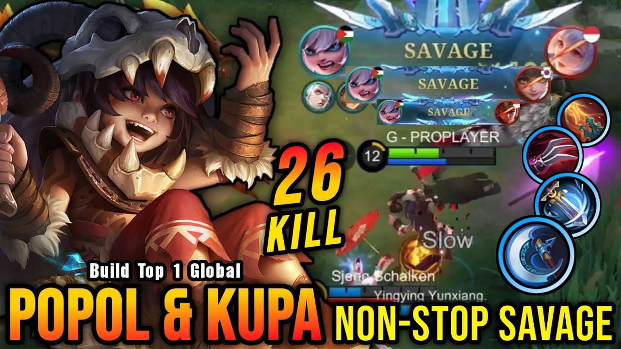 3x SAVAGE!! 26 Kills Popol and Kupa High Critical Damage - Build Top 1 Global Popol and Kupa ~ MLBB