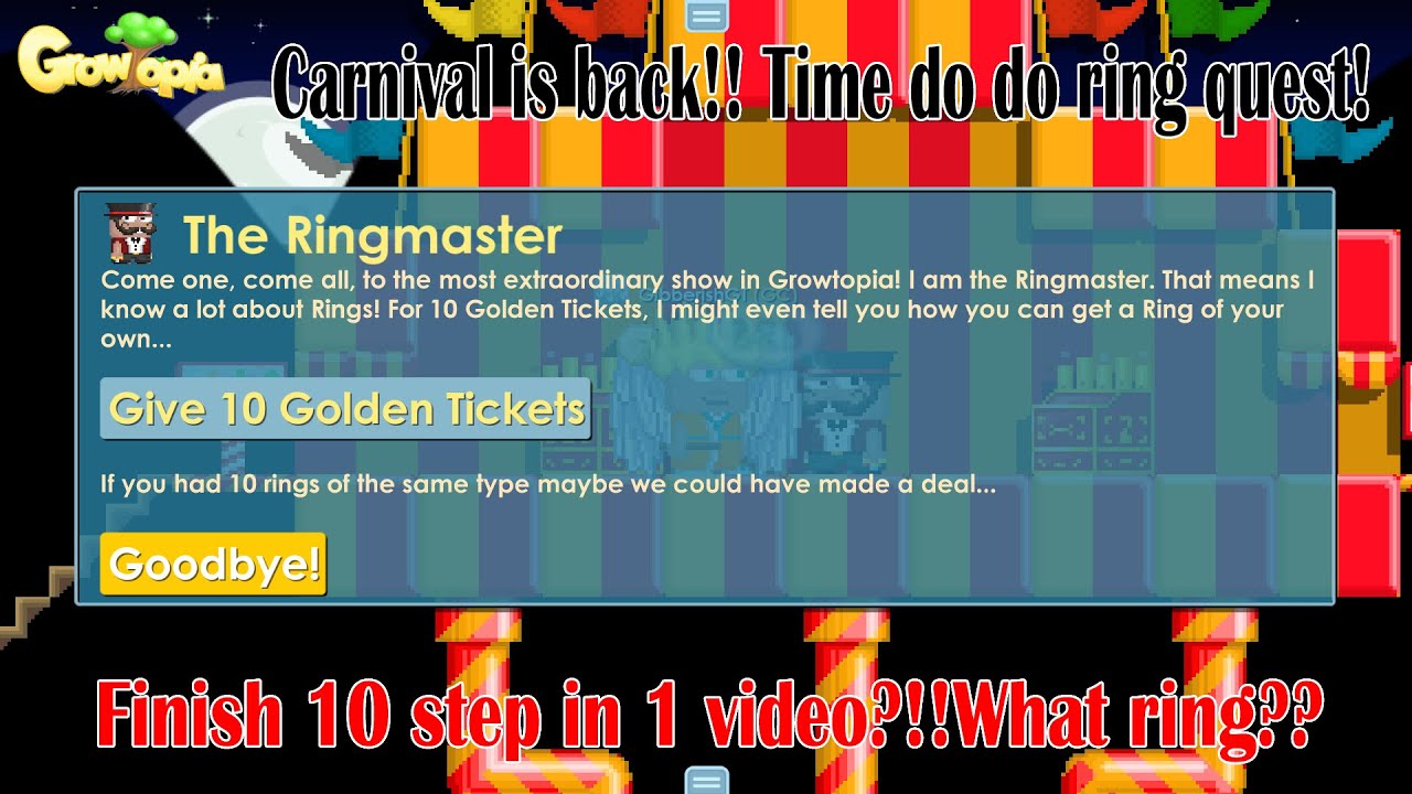 Growtopia | Carnival is back!! Time to do ring quest!! | Finish all 10 step in 1 video??