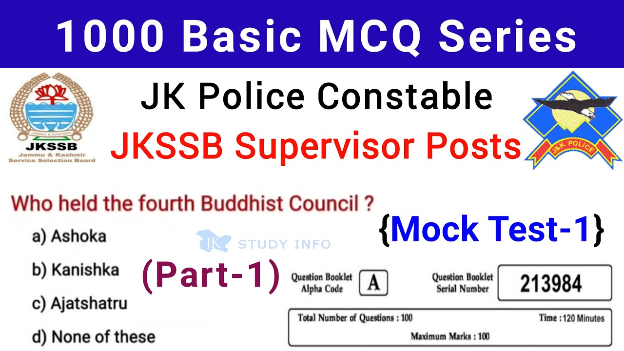 JK Police Constable Solved MCQS | JKSSB Constable & Supervisor Important Questions | JKP 1000 MCQ