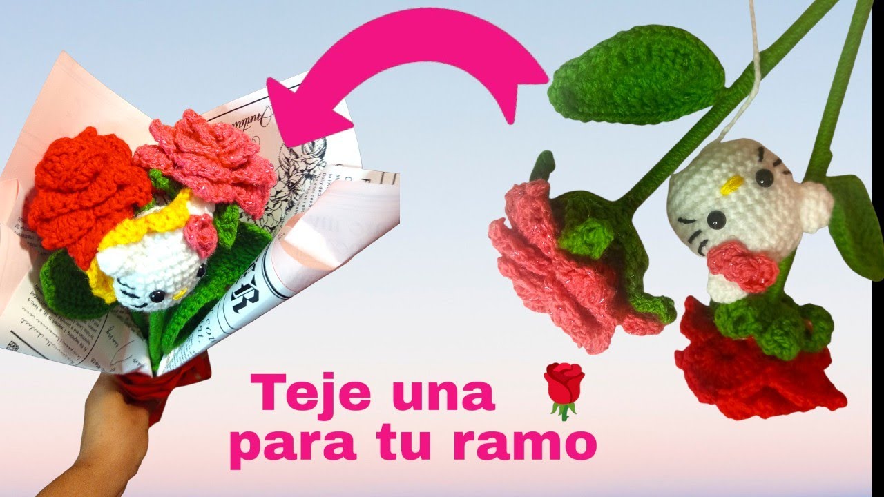 Teje una rosa 🌹 para tu ramo 💐 facil y rápido.... #crochet #crochet #amigurumi 