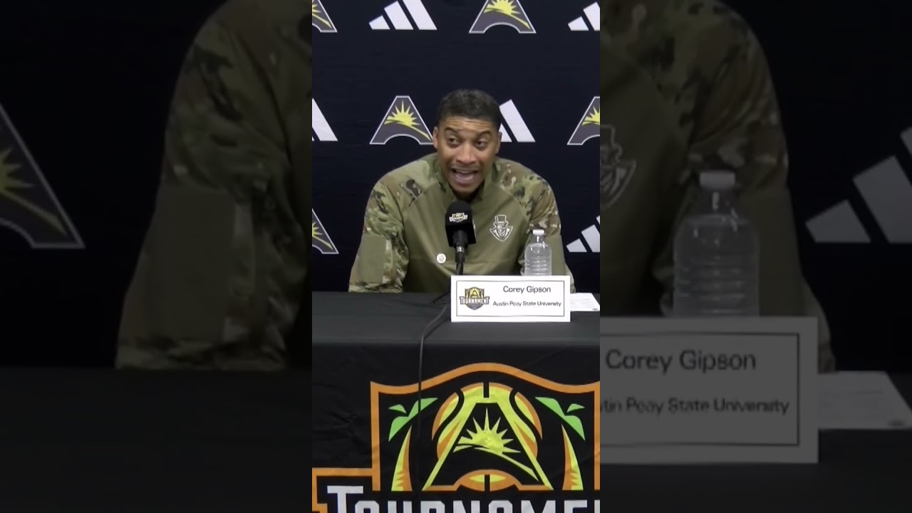 Coach Gipson of Austin Peay speaking highly of Coach Donnie Jones of Stetson after Quarterfinals win