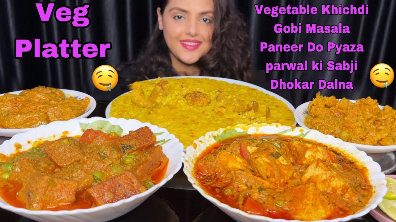 Eating Vegetable Khichdi, Gobi Masala, Paneer Do Pyaza, Parwal Sabji, Dhokar Dalna | Big Bites