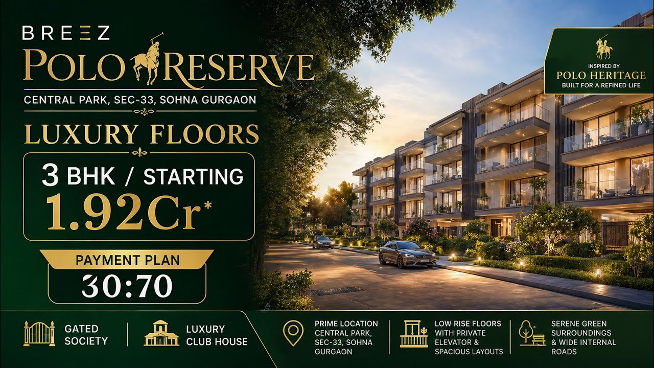 BREEZ “POLO RESERVE” SEC-33, SOHNA, GURGAON. || 3bhk @1.92Cr 