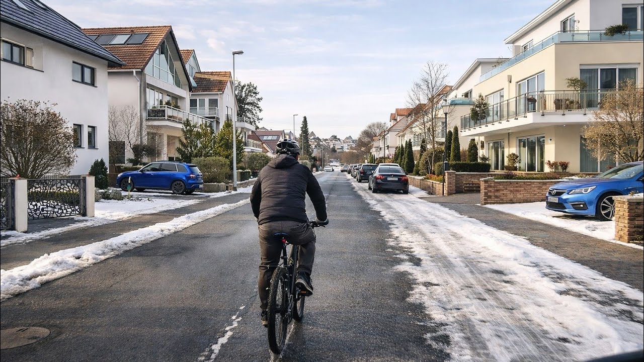 🇩🇪Snowy day by bike /4kروزبرفی با دوچرخه 