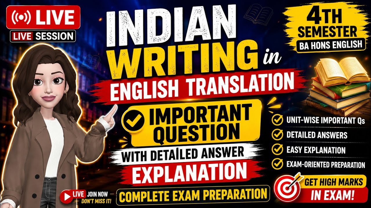 indian writing in english translation semester 4 important questions #live #englishhonours #dusolexm
