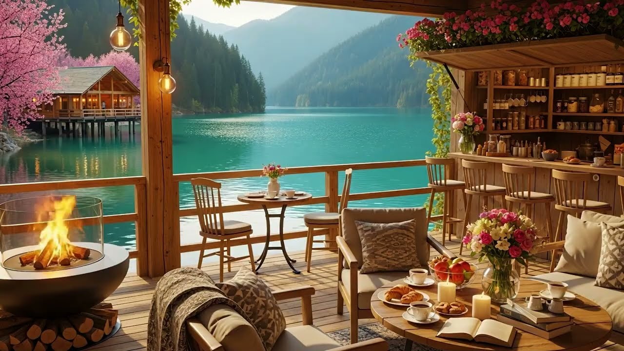 Morning Smooth Jazz in a Cozy Riverside Coffee ☕🌙🎷🔥 | Chill Sophisticated Vibes