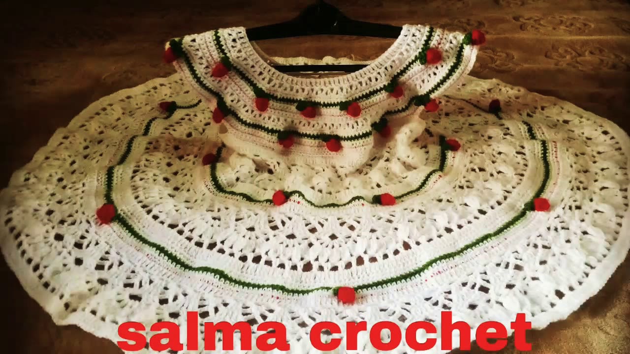كروشيه فستان اطفال  بناتي بغرزة ازرار زهرة الجوري خطوة بخطوة (3)Crochet Dress for Girls