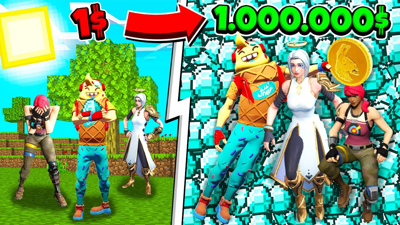 PASO de VAGABUNDO a MILLONARIO en FORTNITE - SIMULATOR MINECRAFT Tycoon
